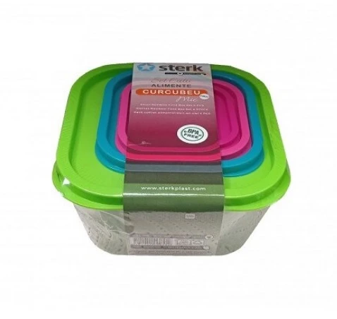 Set 4 Cutii alimentare cu capac Sterk Curcubeu Mic